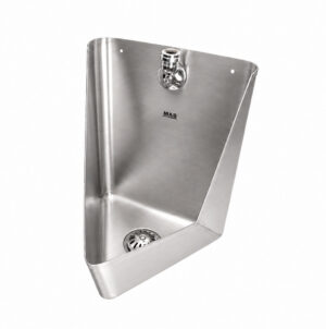 single stall mas urinal front angle perspective stainless steel