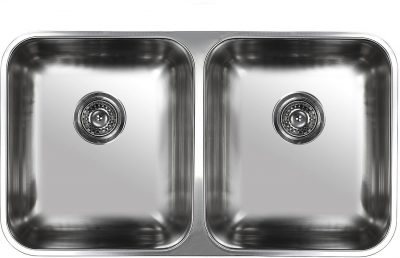 stainless steel pressed double bowl sink.