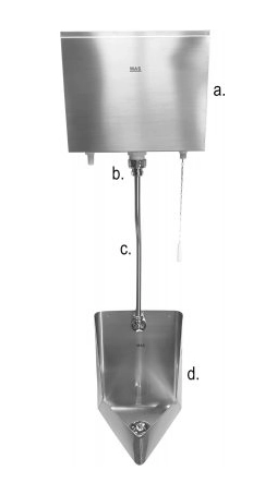 Urinal single complete set up 20mm sparge pipe.