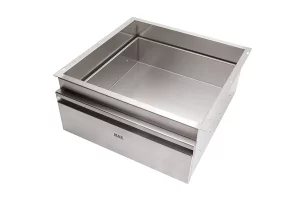 Stainless steel single drawer non-lockable.