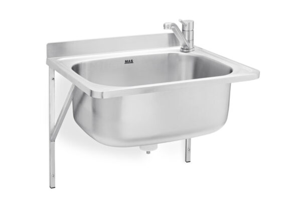 Jumbo wall mounted hand basin with brackets and mixer