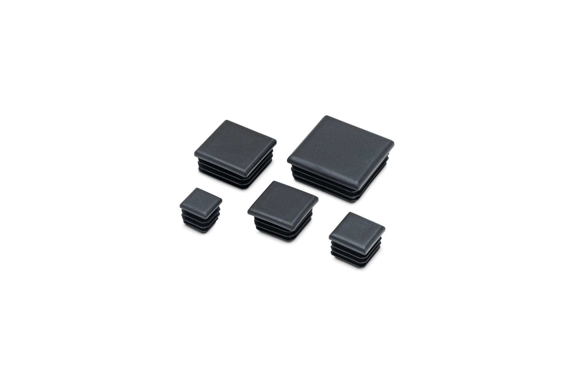 Square plastic end caps available in five different sizes to fit stainless steel SHS
